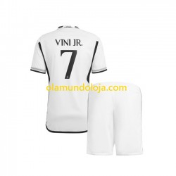 Camisola Real Madrid Vinicius Junior 7 Criança Equipamento Primeiro 2023-2024 Manga Curta